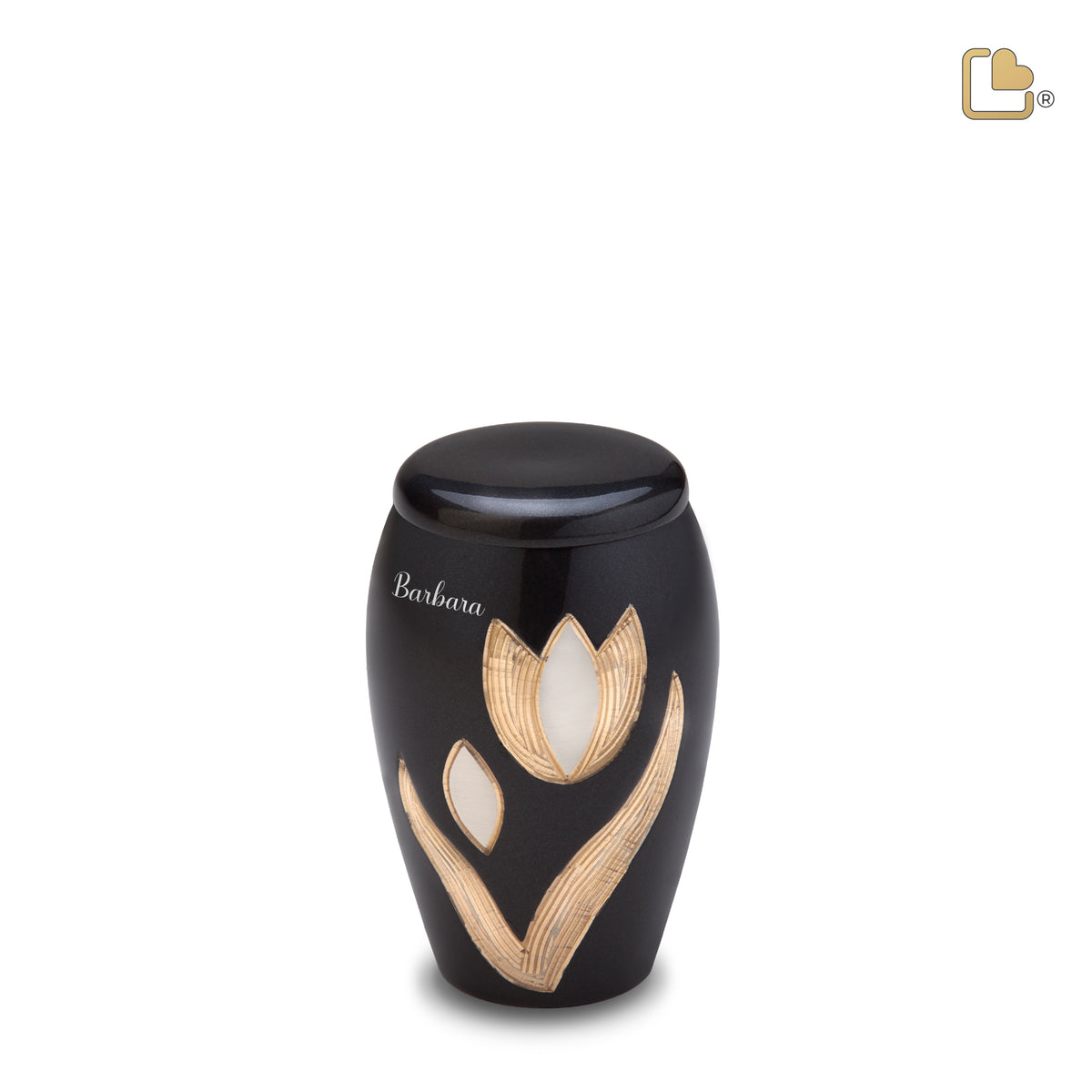 K502   Majestic Tulip Keepsake Urn Midnight &amp; Bru Pewter