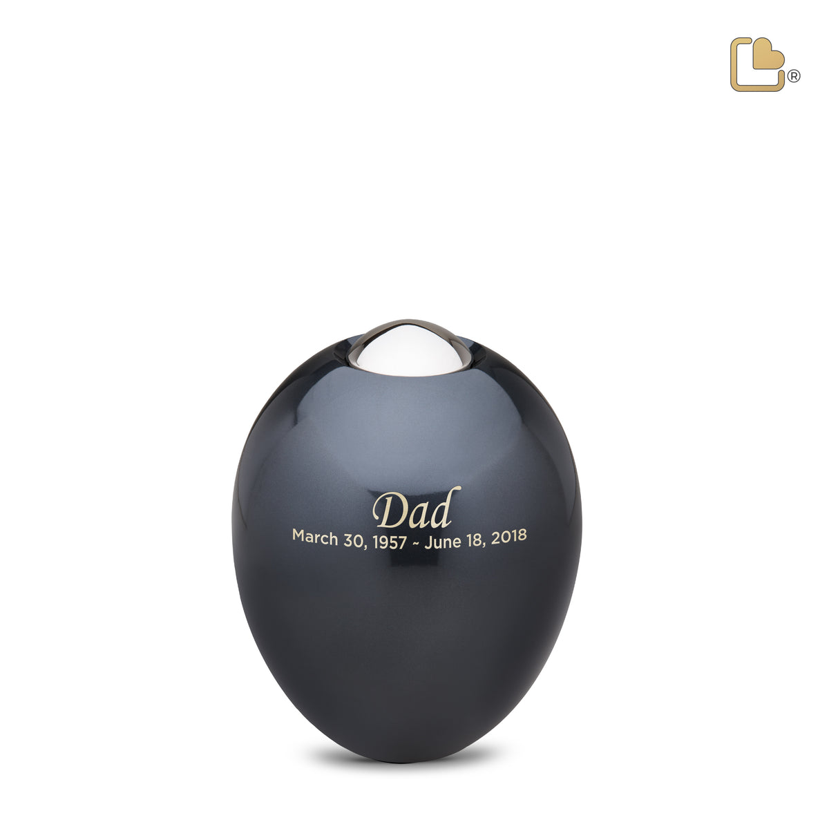 K510   Adore Keepsake Urn Midnight &amp; Pol Silver