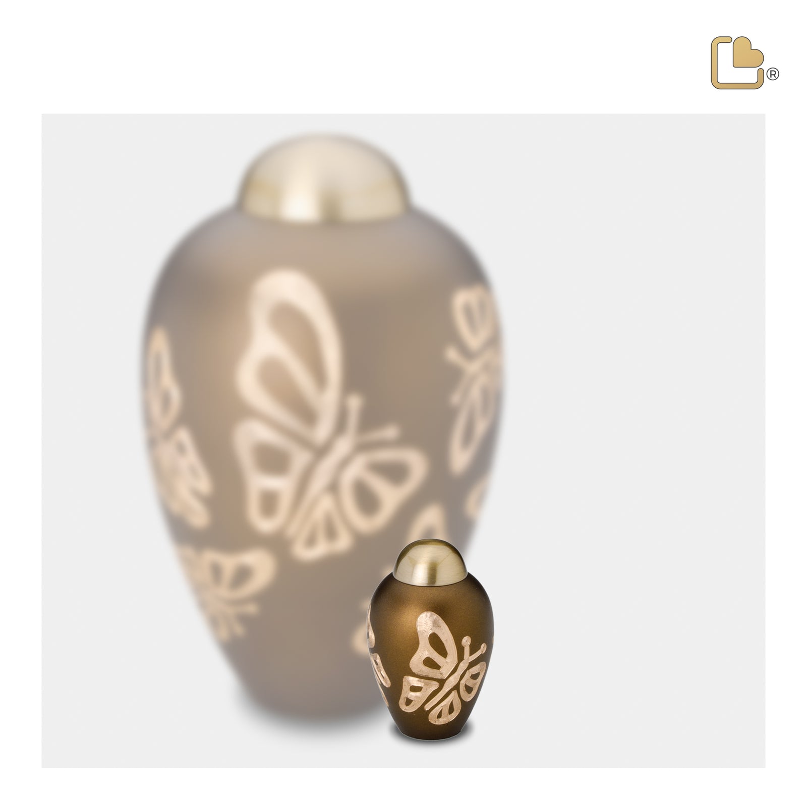 K543   Elegant Butterfly Keepsake Urn Bronze & Bru Gold