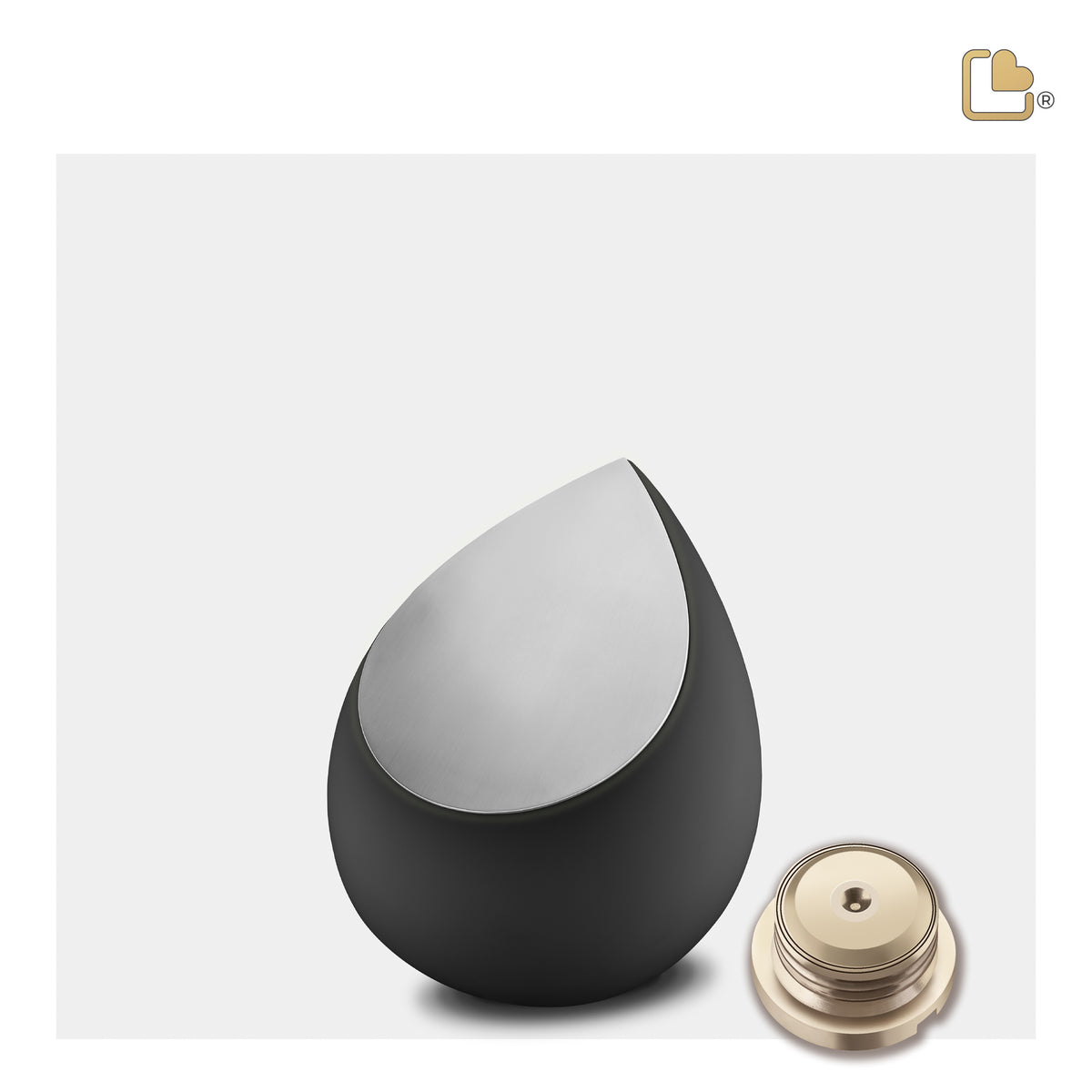 K583   Drop Keepsake Urn Black & Bru Pewter