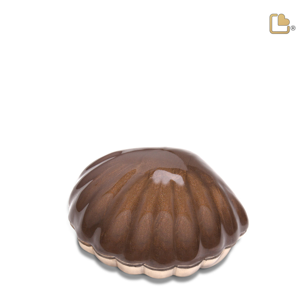 K640   Shell Keepsake Urn Pearl Bronze &amp; Bru Gold
