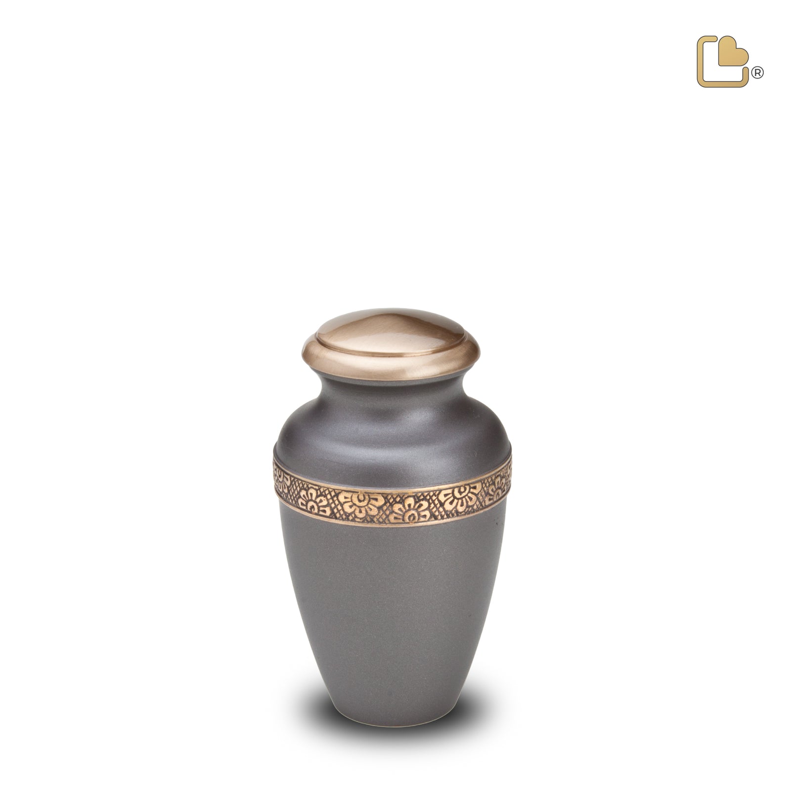 K902   Floral Band Keepsake Urn Slate & Bru Gold