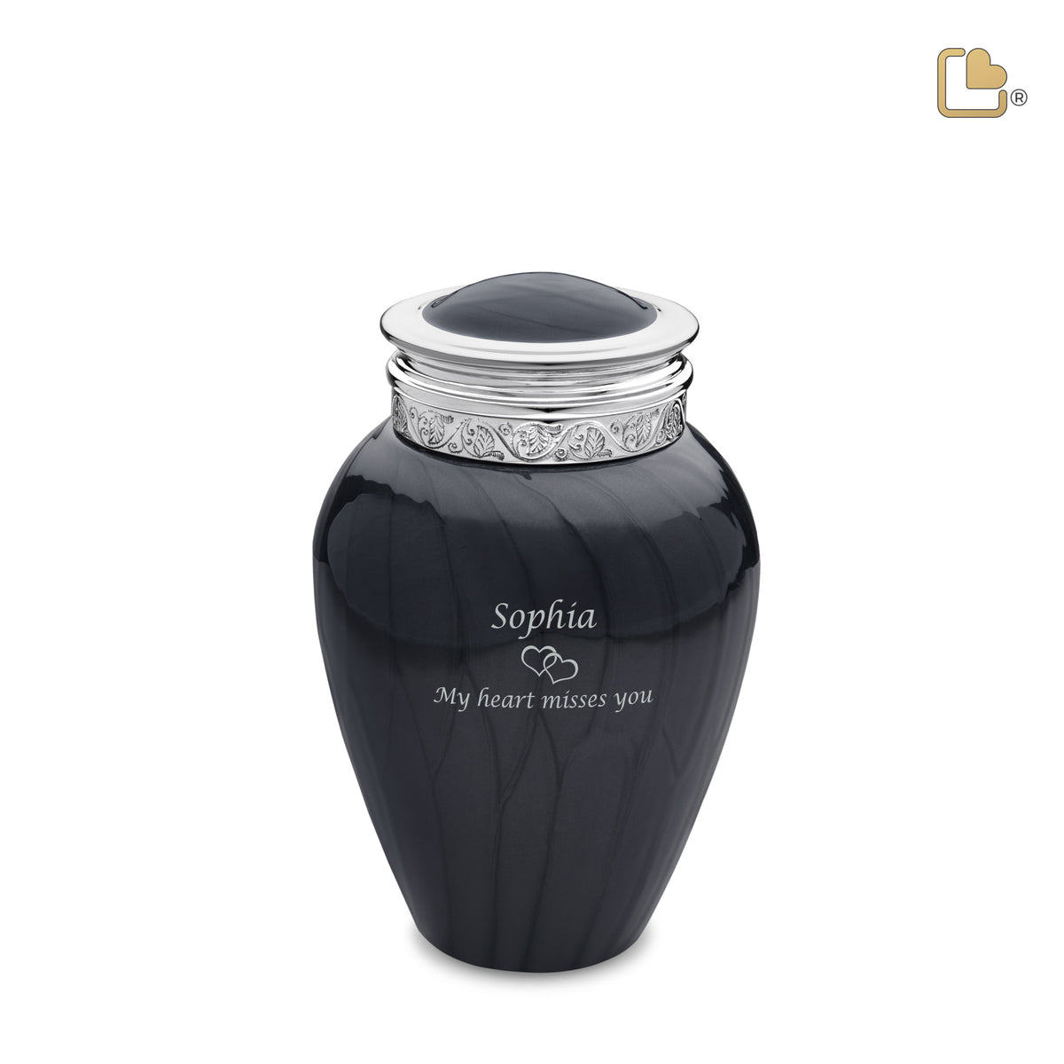 M292   Blessing Medium Urn Pearl Midnight &amp; Pol Silver