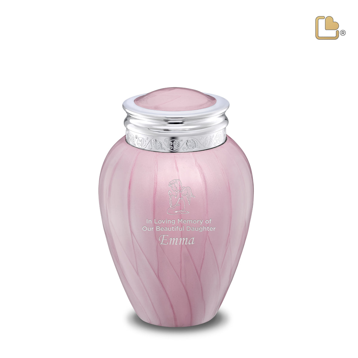 M667   Blessing Medium Urn Pearl Pink &amp; Pol Silver