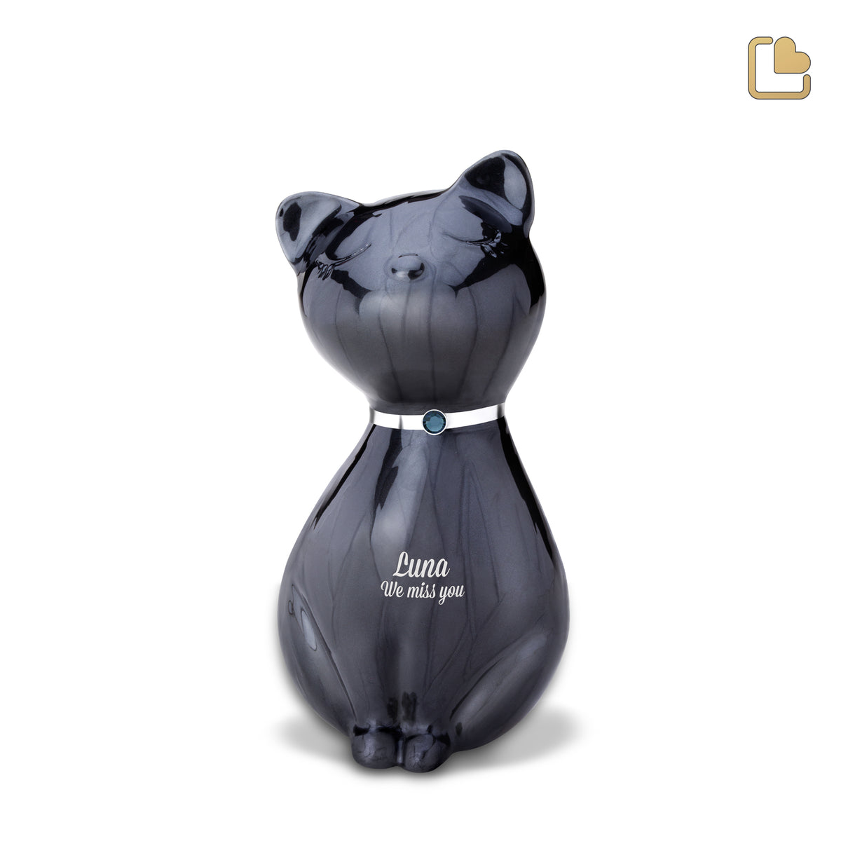 P264   PrincessCat Pet Urn Pearl Midnight & Bru Pewter w/Crystal