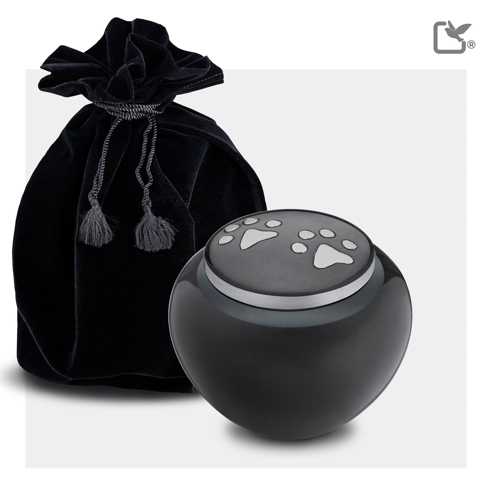 P270S   Classic Round Small Pet Urn Midnight & Bru Gold