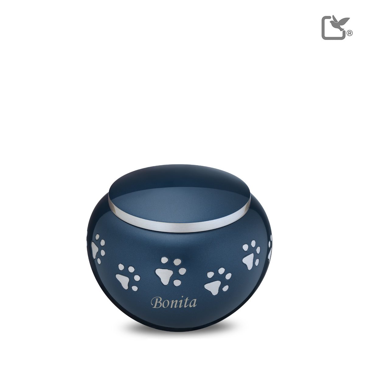 P271S   Classic Round Small Pet Urn Blue &amp; Bru Pewter