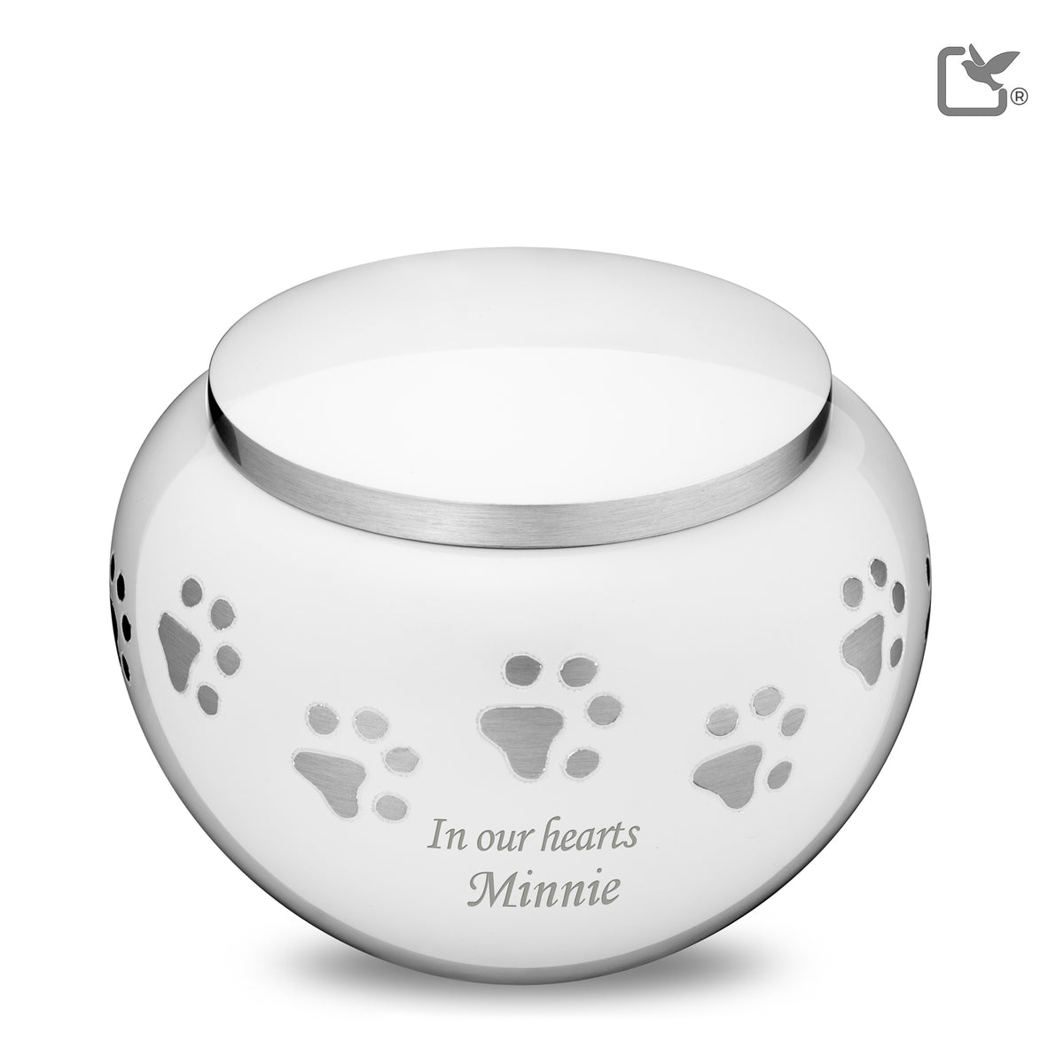 P272L   Classic Round Large Pet Urn White &amp; Bru Pewter