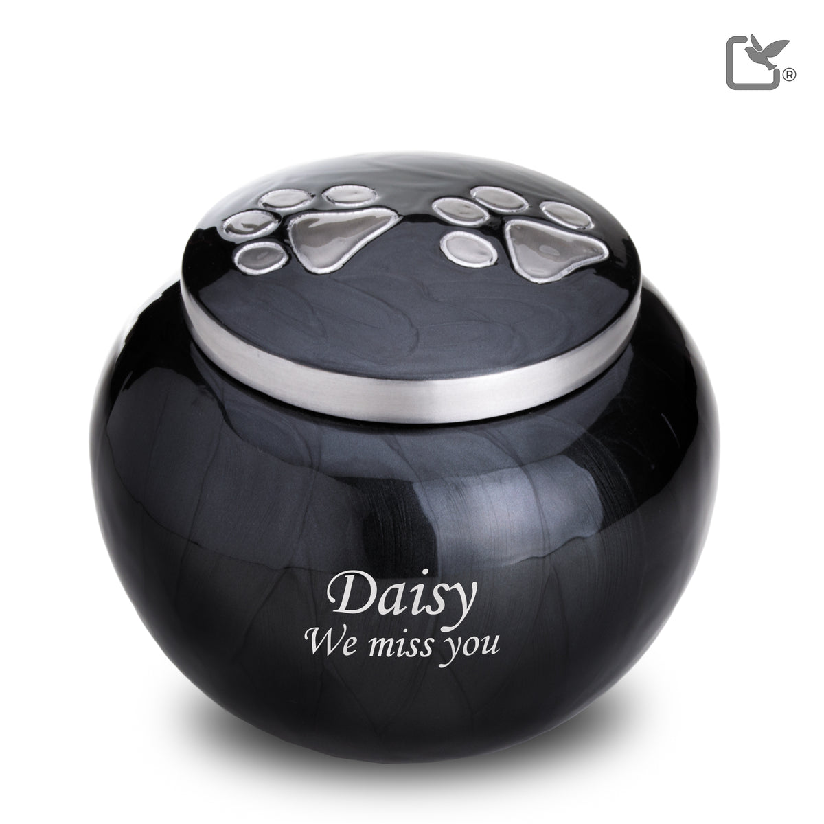 P273L   Classic Round Large Pet Urn Midnight &amp; Bru Pewter