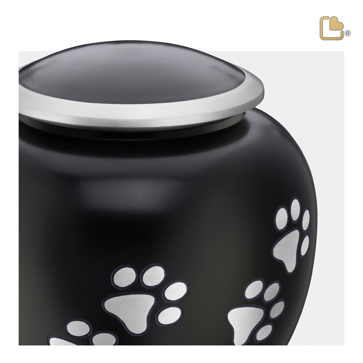 P551M   Shadow Medium Pawprint Pet Urn Black & Bru Pewter