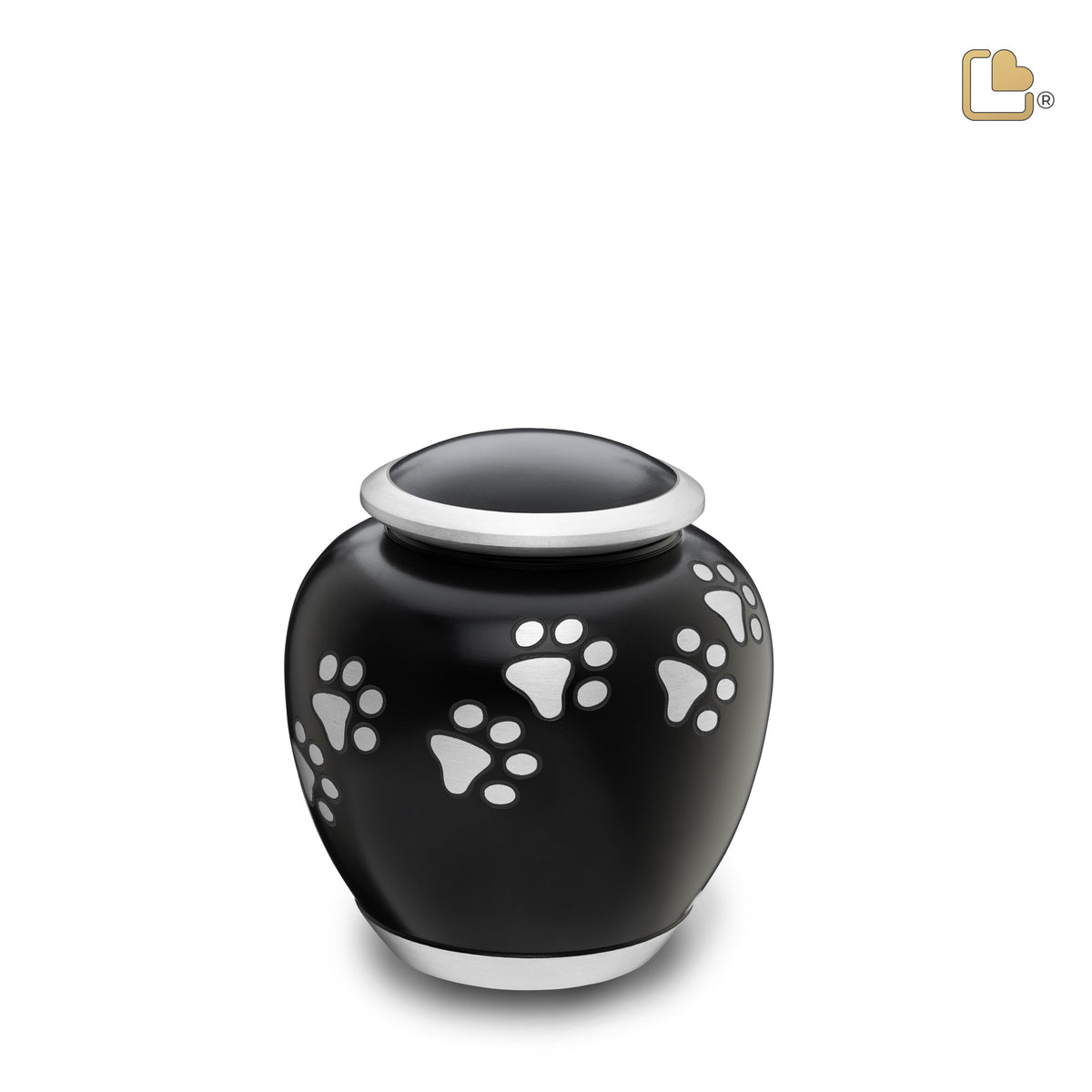 P551S   Shadow Small Pawprint Pet Urn Black &amp; Bru Pewter