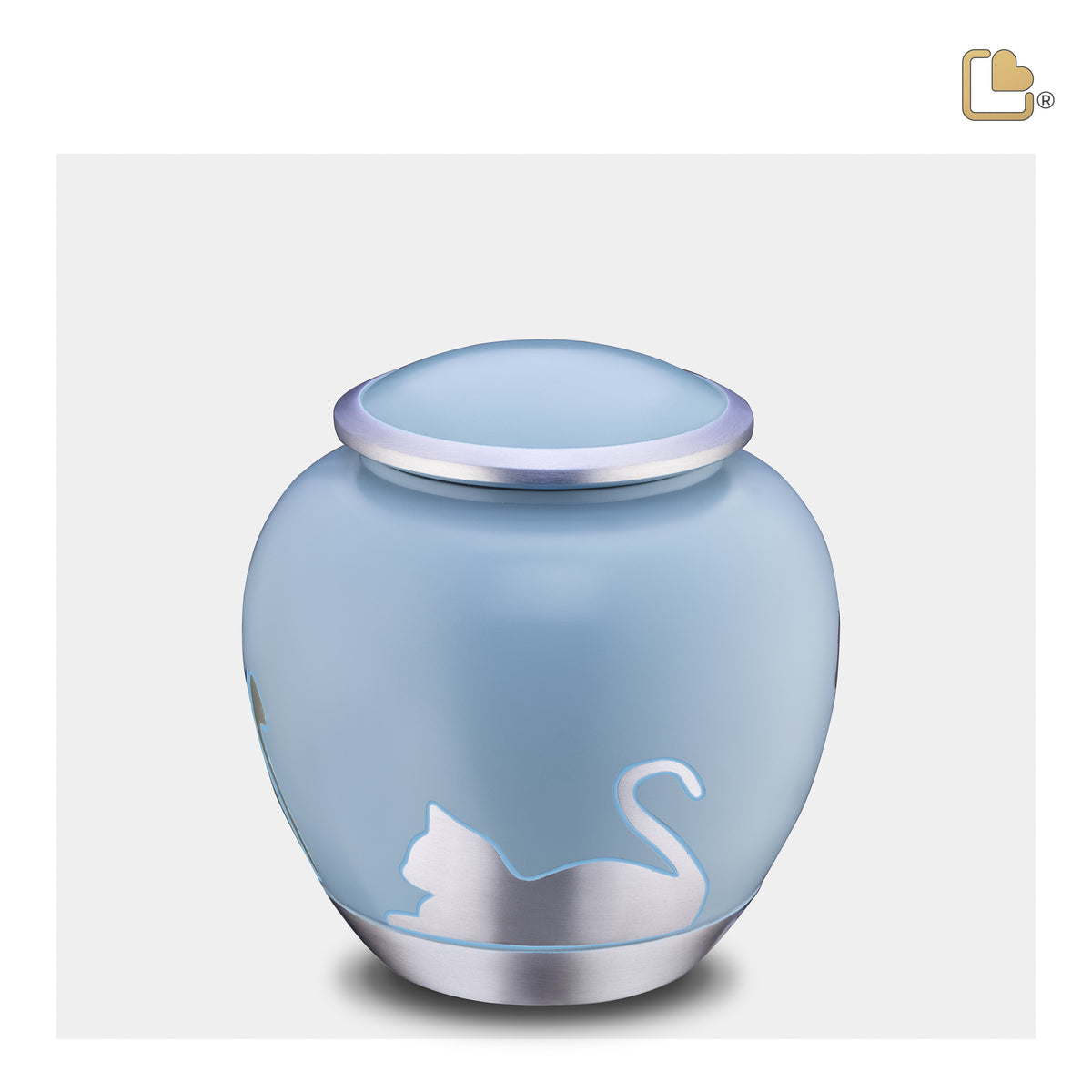 P557M   Shadow Medium Cat Pet Urn Blue & Bru Pewter