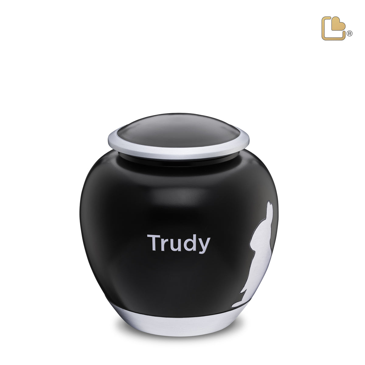 P559M   Shadow Medium Rabbit Pet Urn Black & Bru Pewter