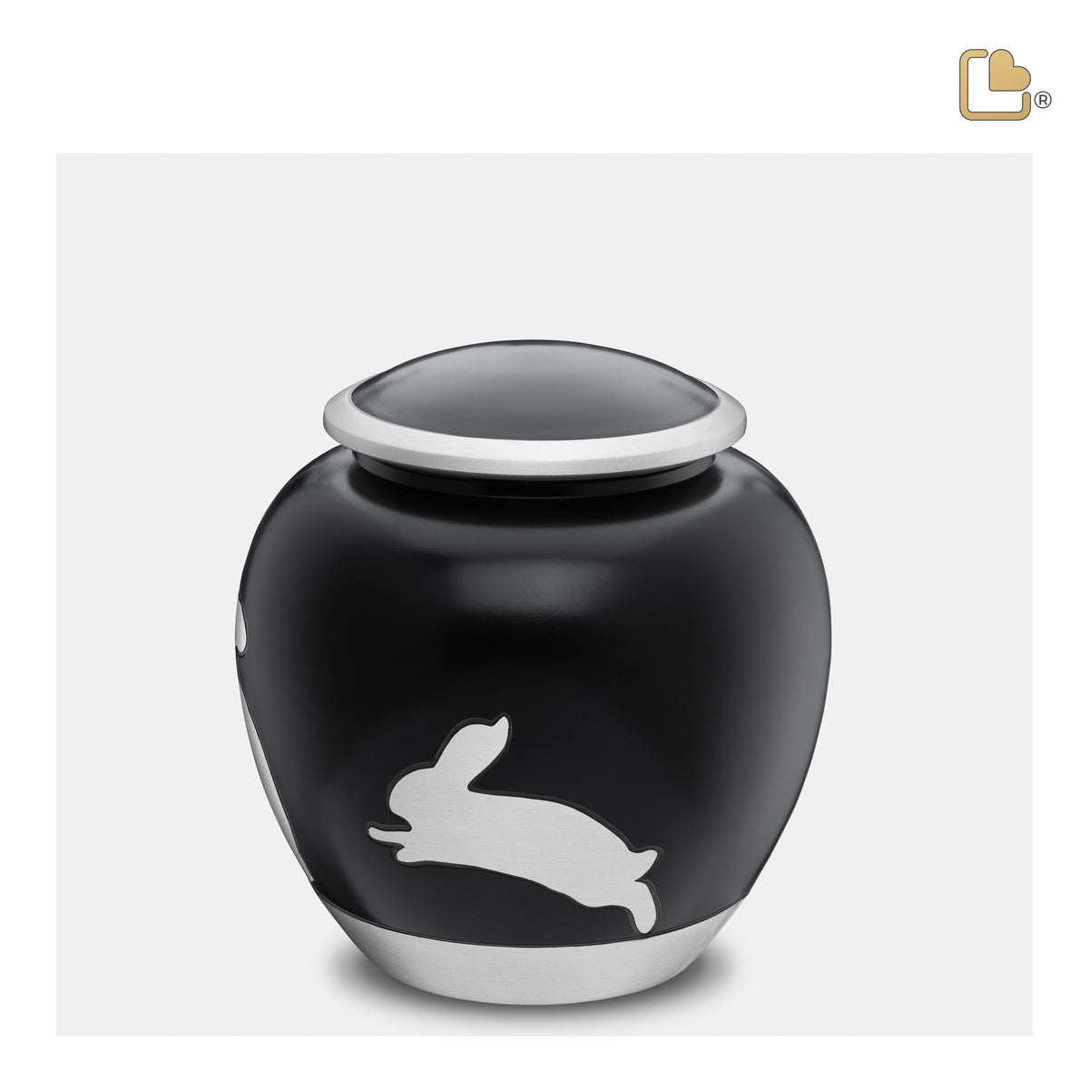 P559M   Shadow Medium Rabbit Pet Urn Black & Bru Pewter