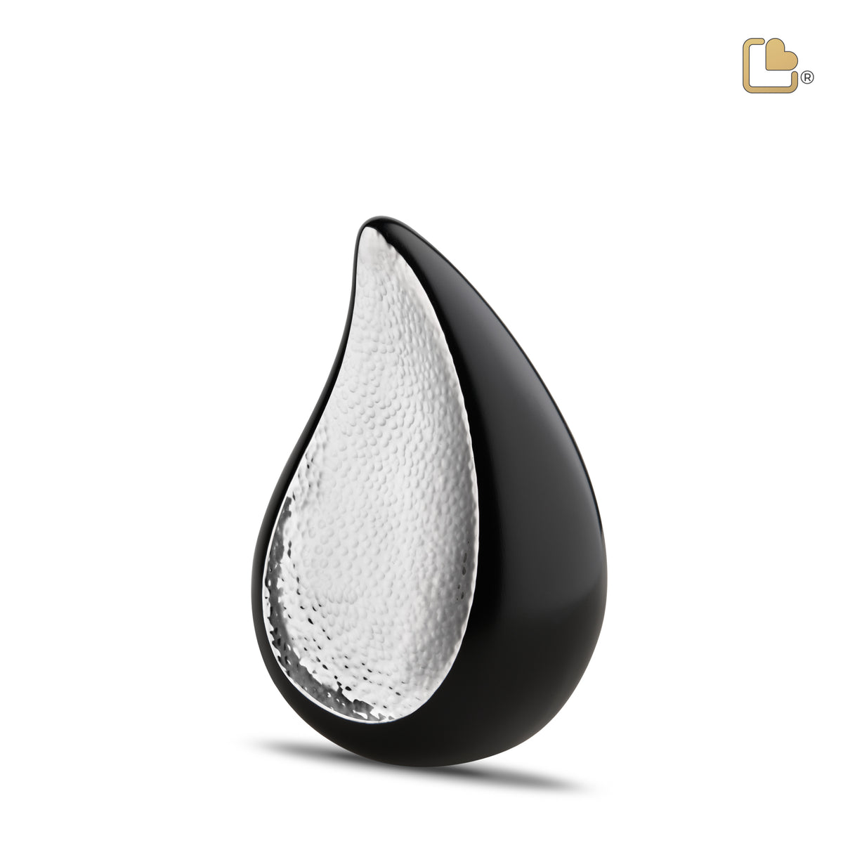 P582   TearDrop Medium Urn Black &amp; Hmd Silver