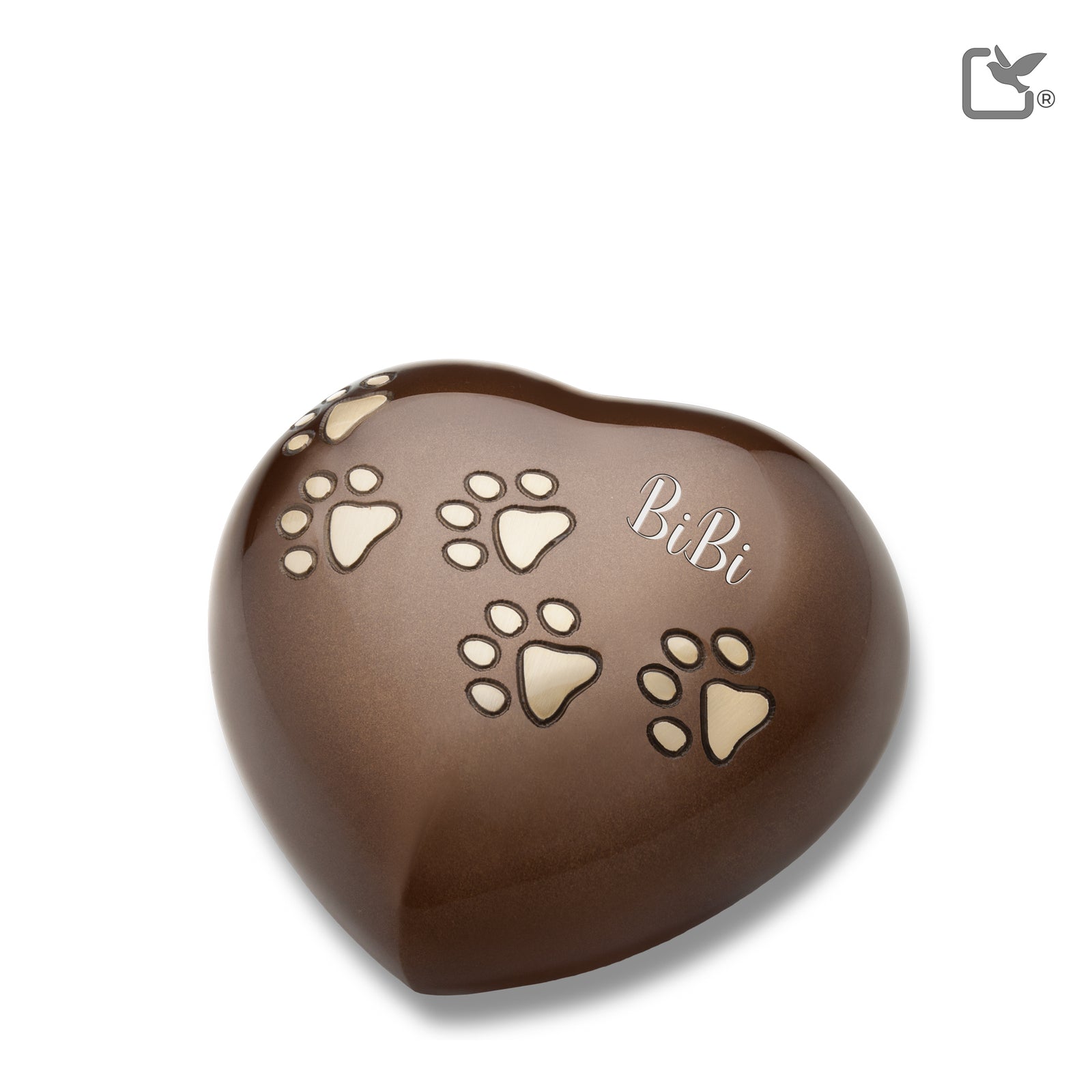 P630L   Large Heart Pet Urn Bronze & Bru Gold