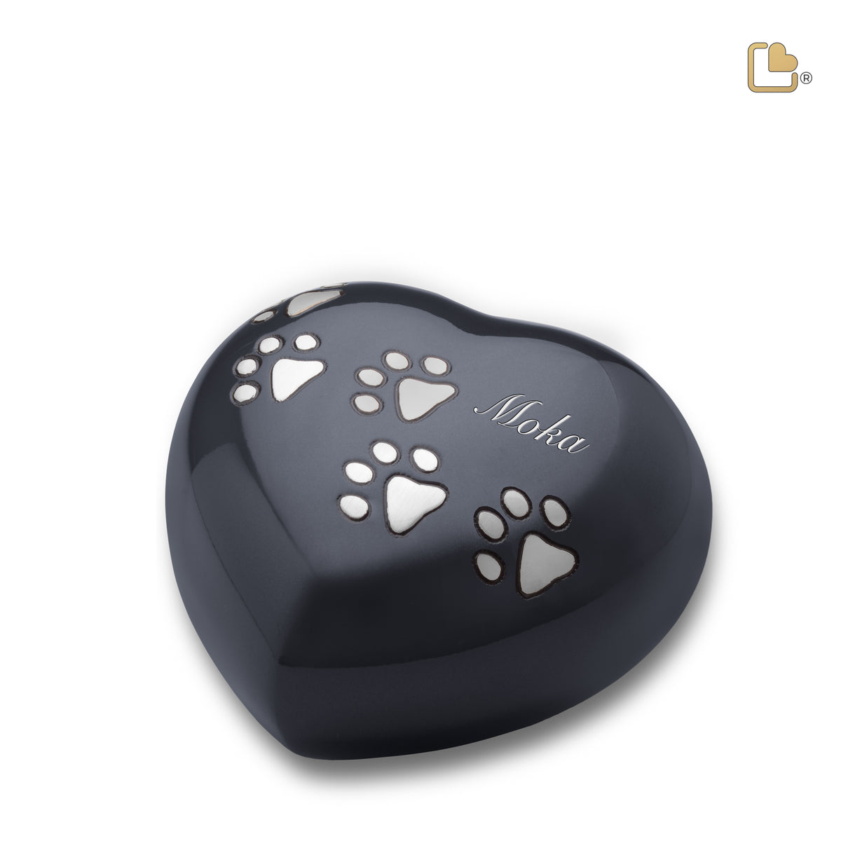 P631L   Large Heart Pet Urn Midnight &amp; Bru Pewter