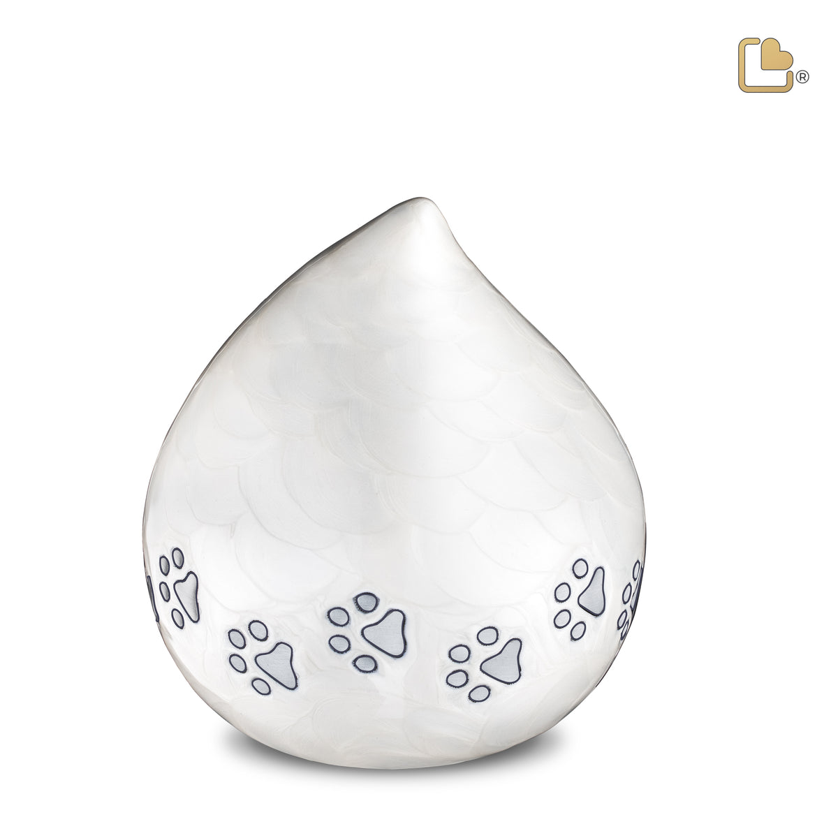 P635M   LoveDrop Pet Urn Pearl White & Bru Pewter