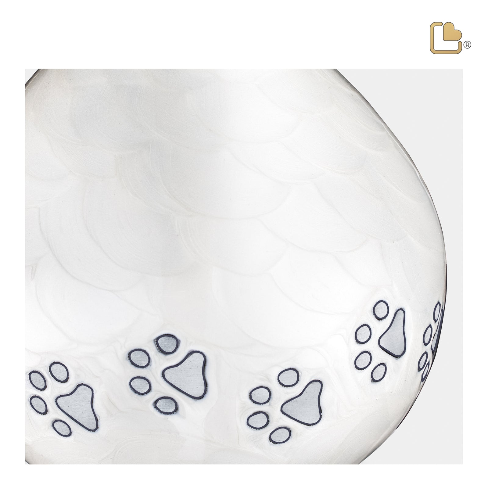 P635M   LoveDrop Pet Urn Pearl White & Bru Pewter