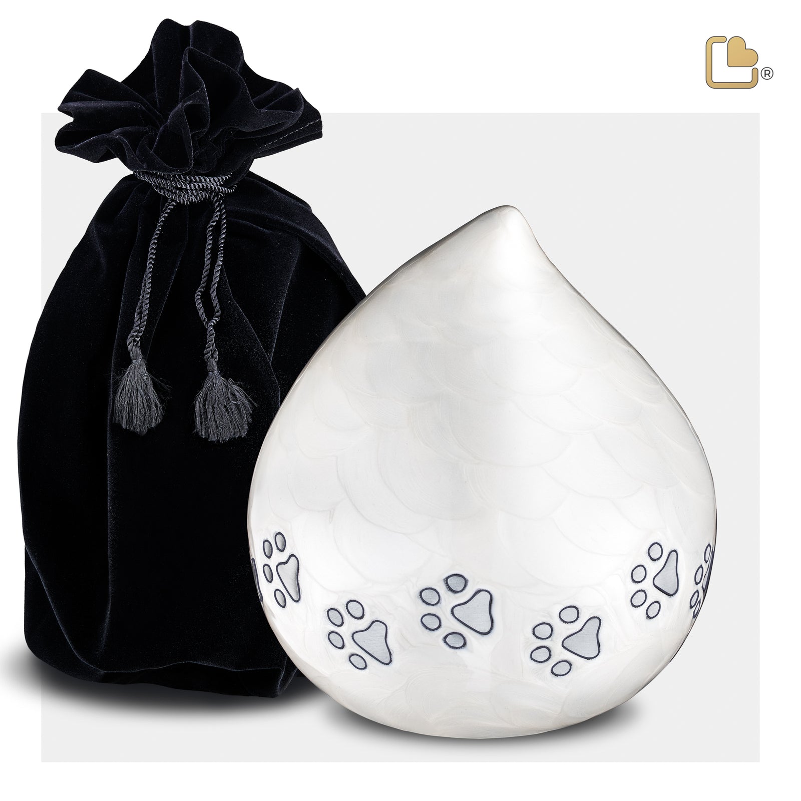P635M   LoveDrop Pet Urn Pearl White & Bru Pewter