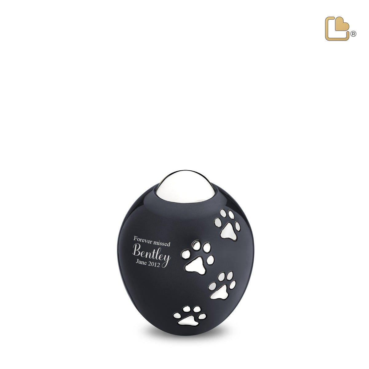 P636S   Adore Small Pet Urn Midnight &amp; Pol Silver