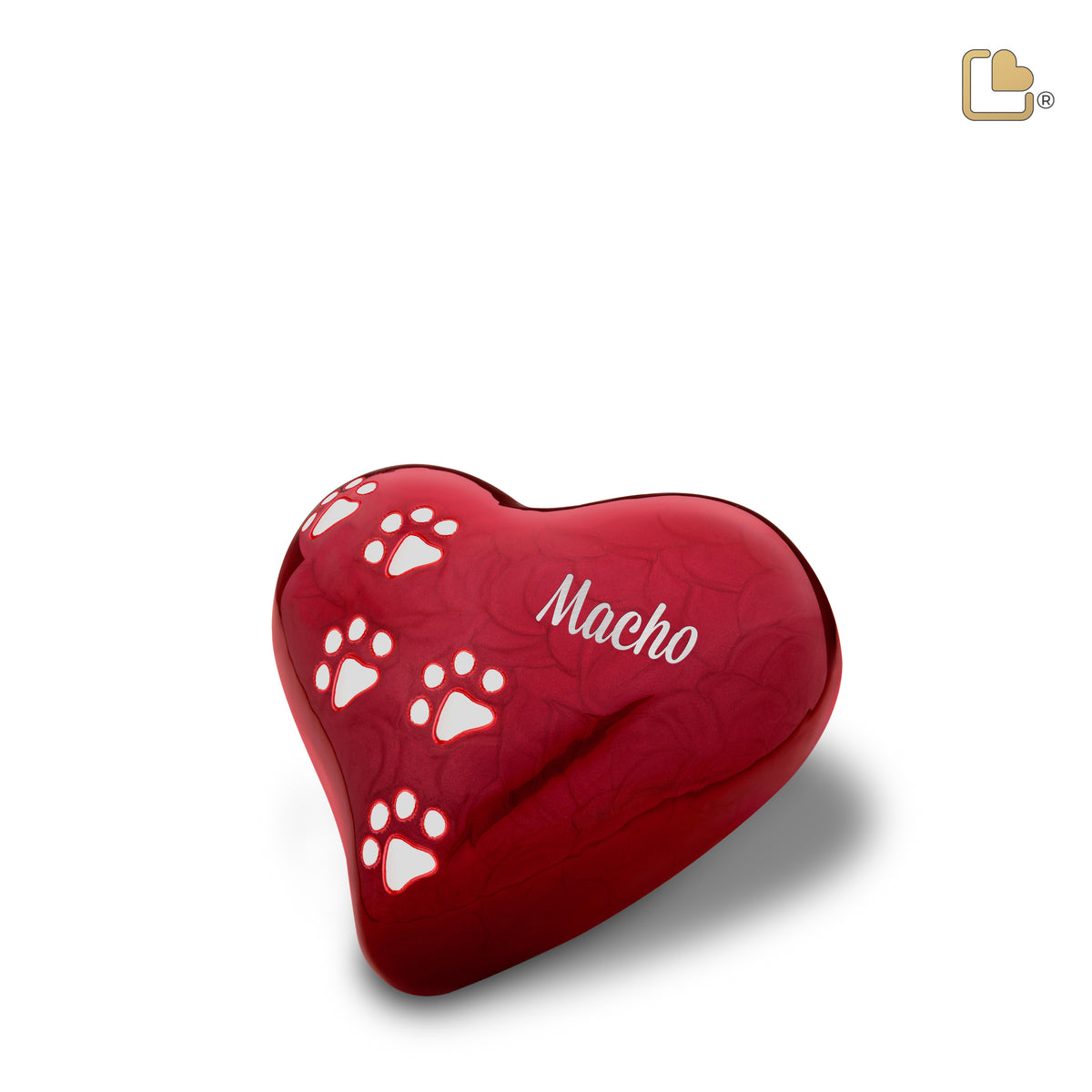 P637M   Medium Heart Pet Urn Pearl Red &amp; Bru Pewter