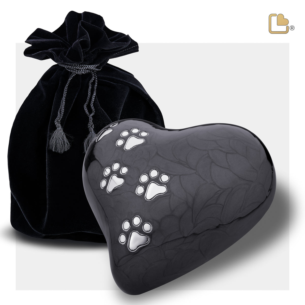 P640M   Medium Heart Pet Urn Pearl Midnight & Bru Pewter