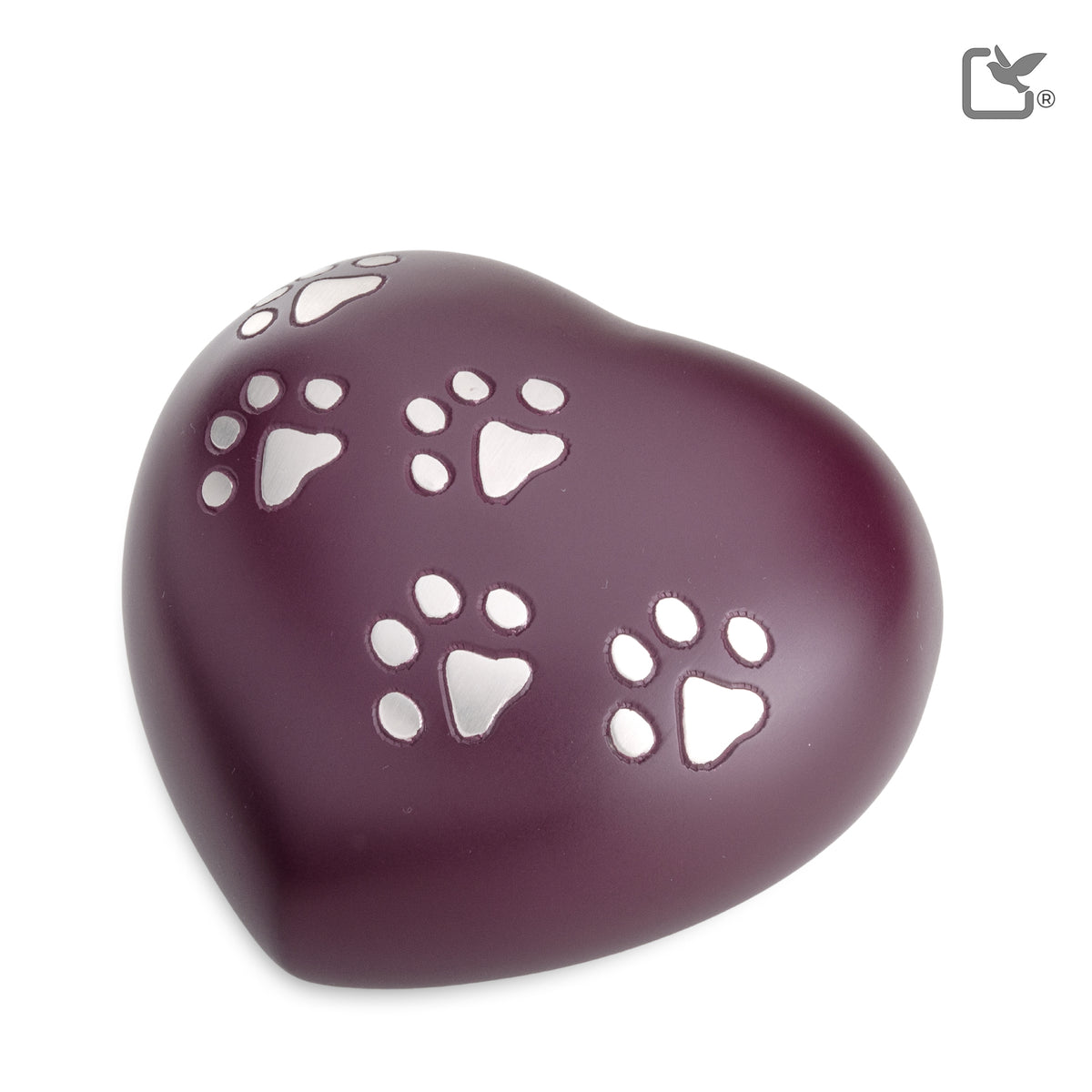 P641L   Large Heart Pet Urn Cranberry & Bru Pewter