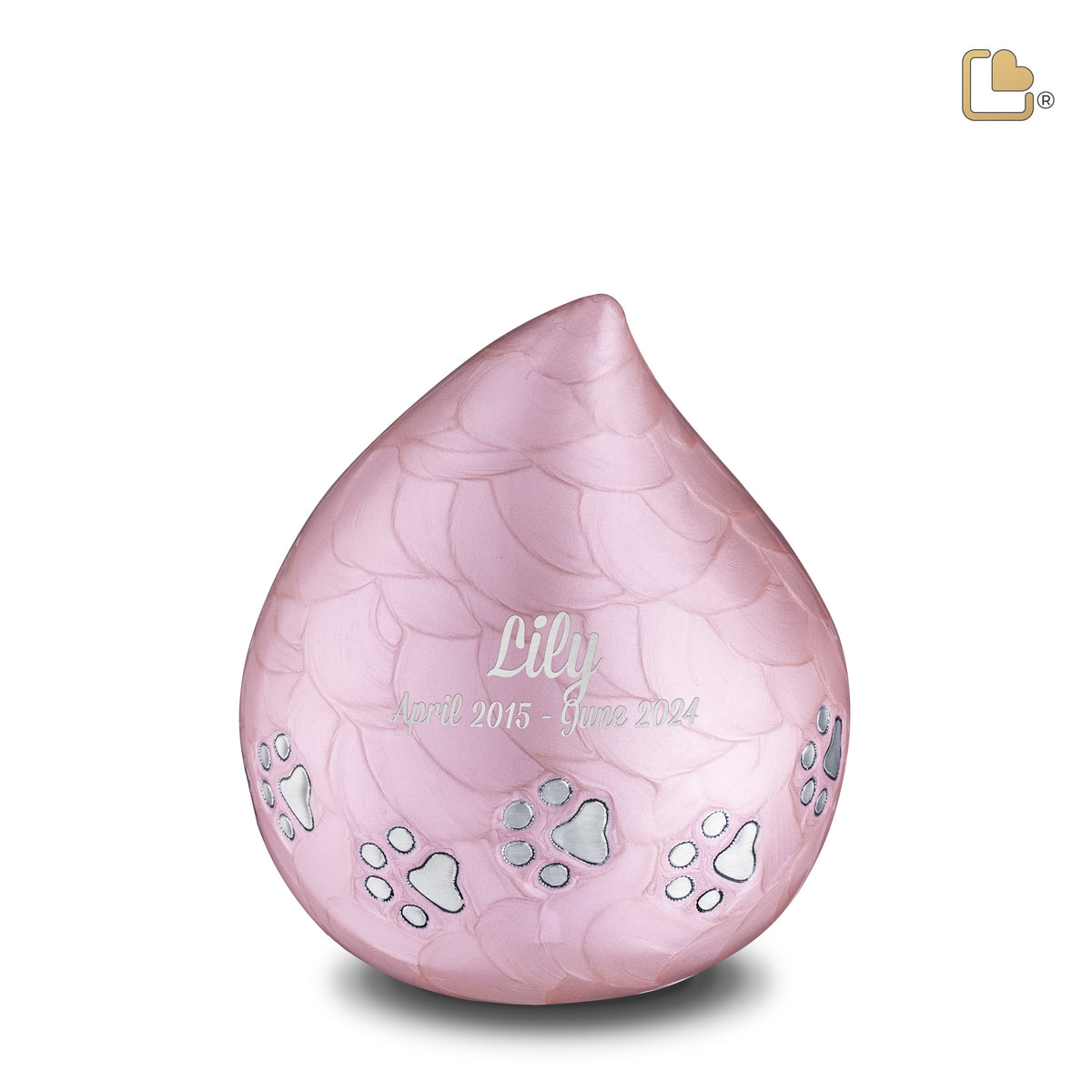 P644M   LoveDrop Medium Pet Urn Pink &amp; Bru Pewter