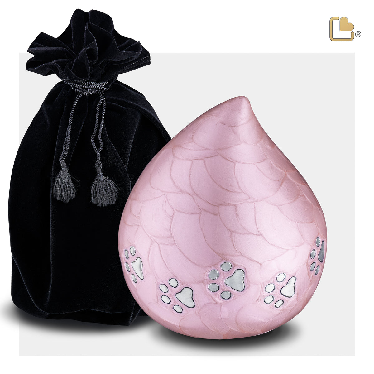 P644M   LoveDrop Medium Pet Urn Pink & Bru Pewter