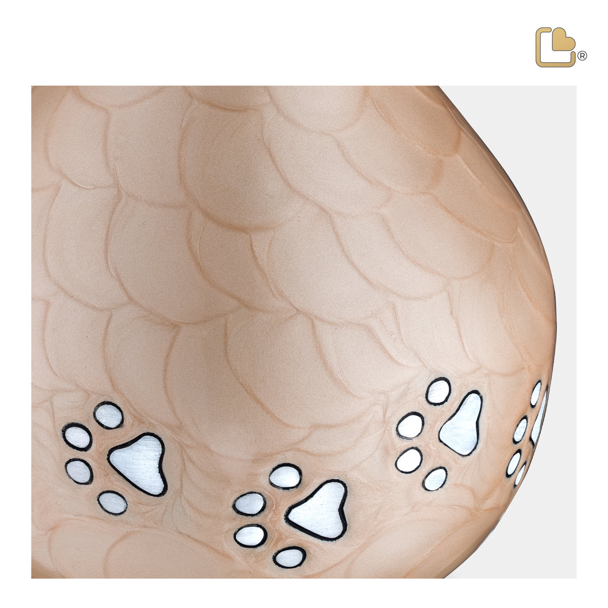 P646M   LoveDrop Medium Pet Urn Beige & Bru Pewter