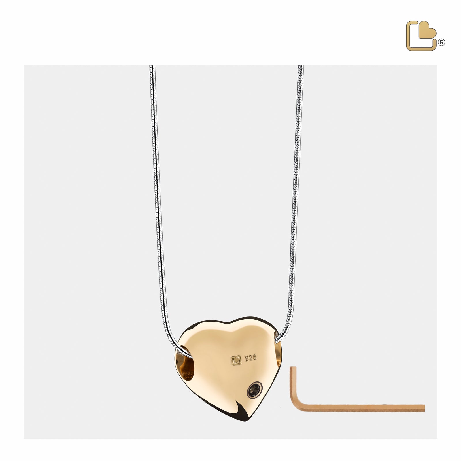 PD1011   LoveHeart Ashes Pendant Pol Gold Vermeil