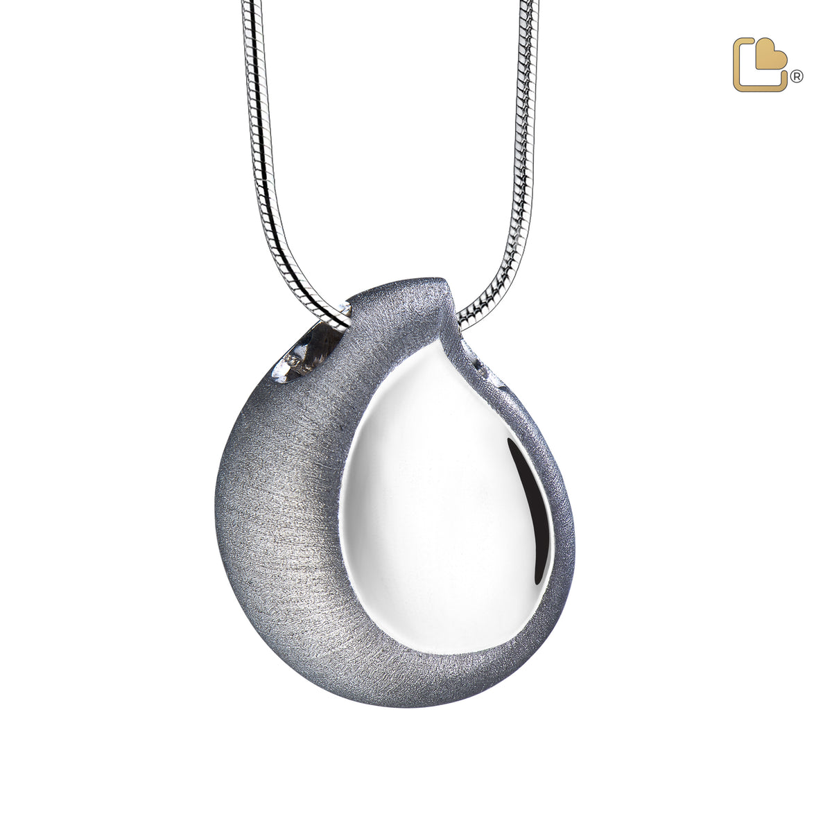PD1020   TearDrop Ashes Pendant Pol &amp; Bru Silver