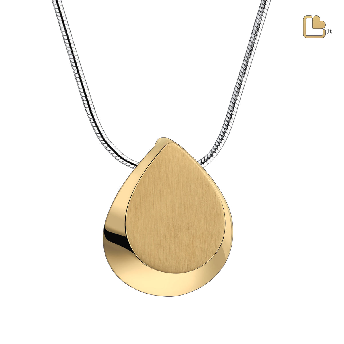 PD1025   Drop Ashes Pendant Pol &amp; Bru Gold Vermeil