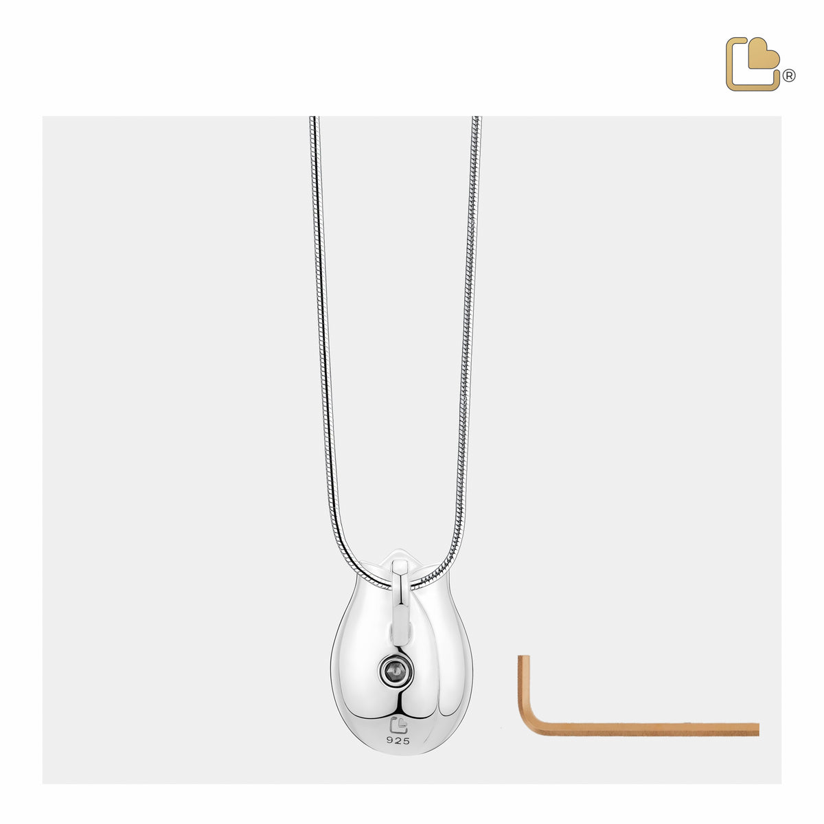 PD1073   Tulip Ashes Pendant Pearl Orange & Pol Silver
