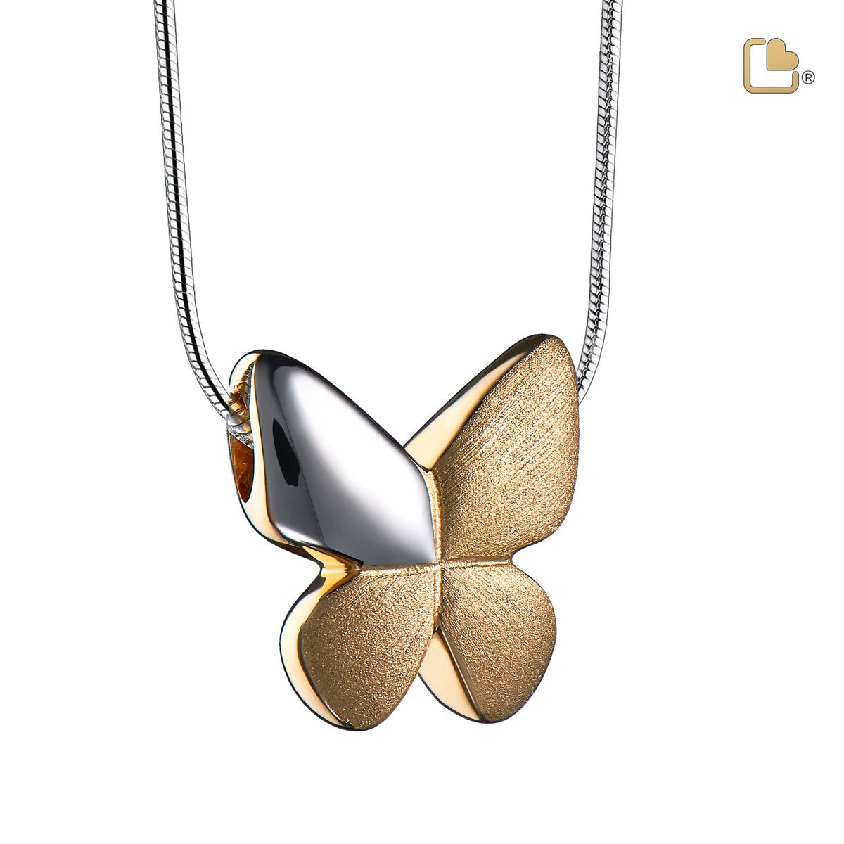 PD1160   Butterfly Ashes Pendant Bru Silver &amp; Gold Vermeil