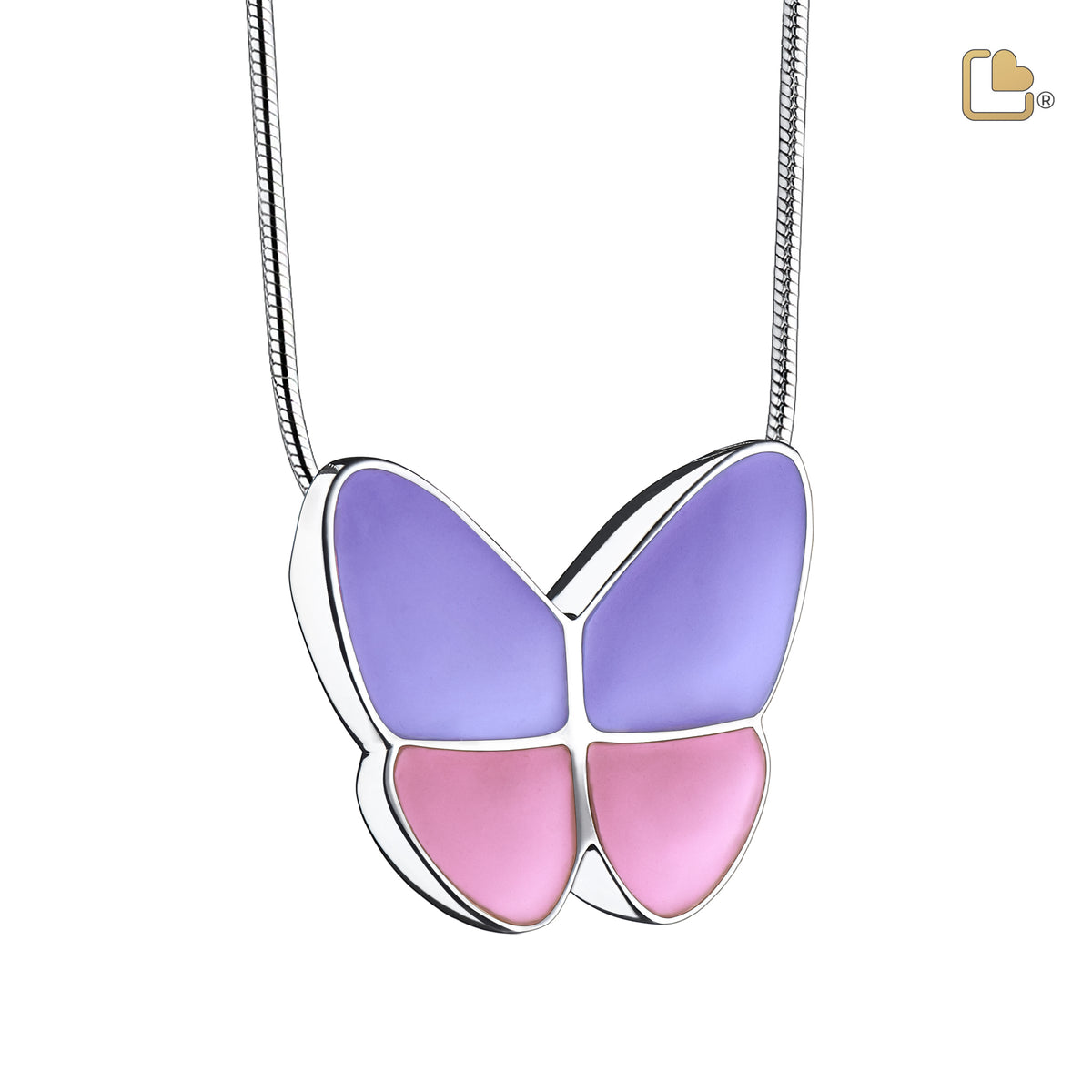 PD1200   Wings of Hope Ashes Pendant Pearl Lavender &amp; Pol Silver