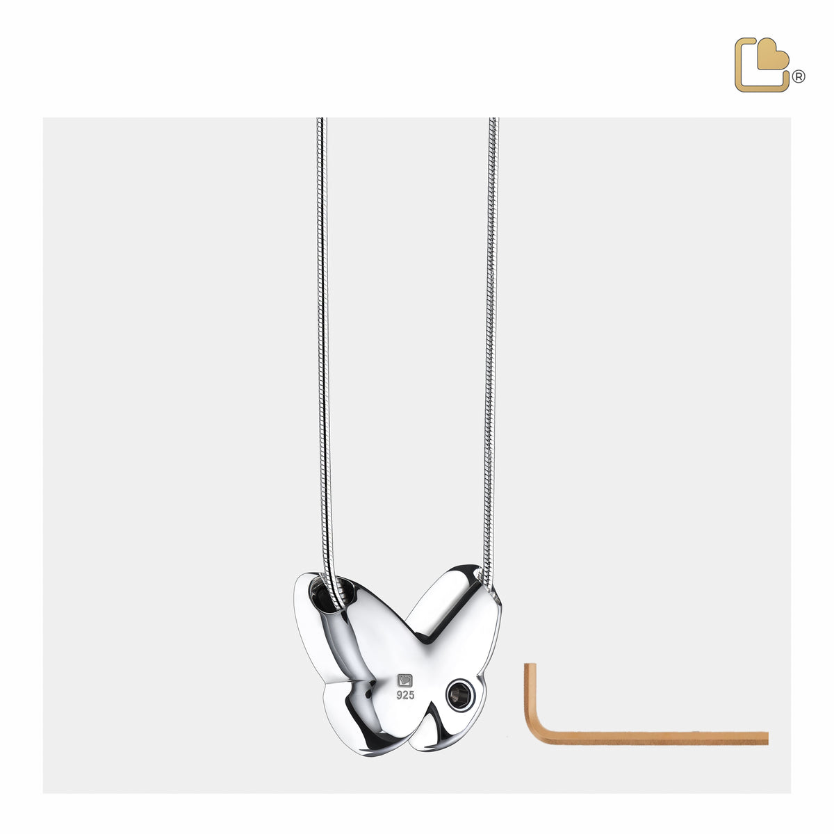 PD1201   Wings of Hope Ashes Pendant Pearl Blue & Pol Silver