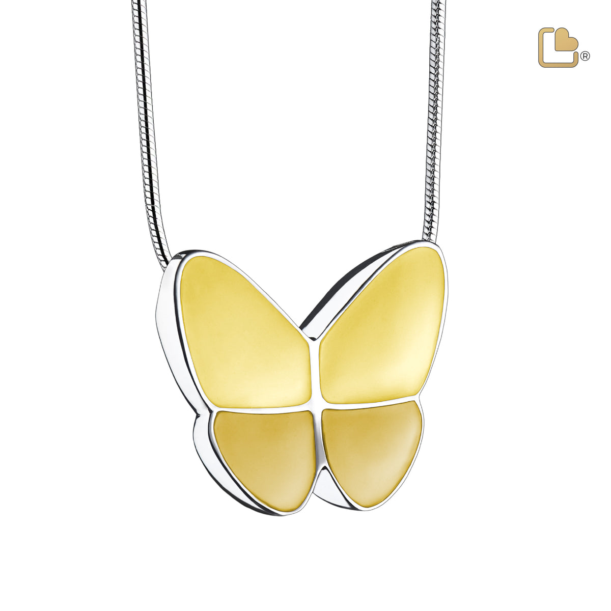 PD1203   Wings of Hope Ashes Pendant Pearl Yellow &amp; Pol Silver