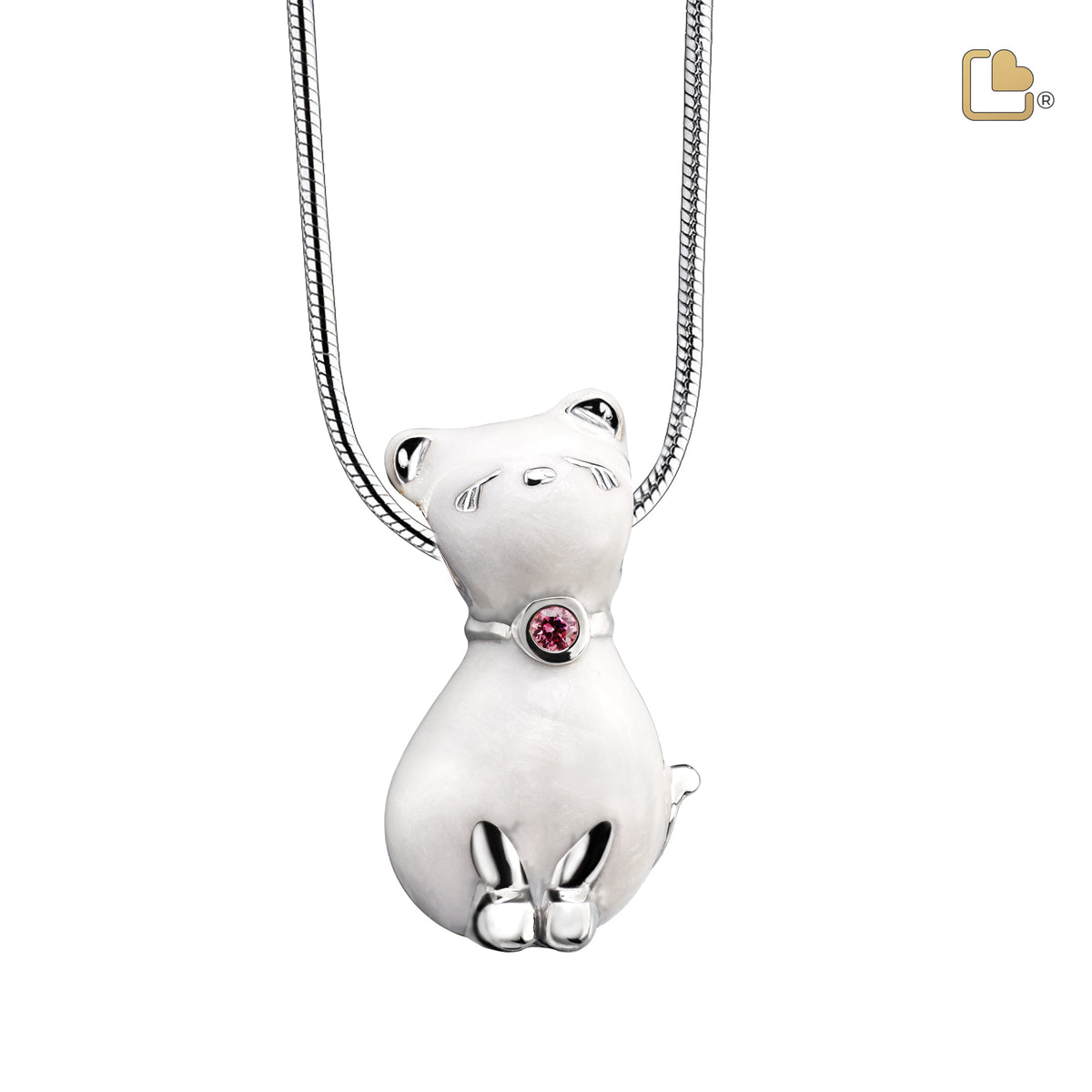 PD1260   PrincessCat Ashes Pendant Pearl White &amp; Pol Silver w/Swarovski®