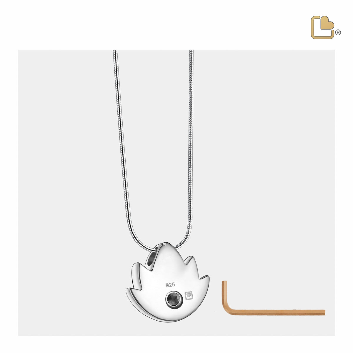 PD1300   Lotus Ashes Pendant Bru Silver w/Zirconia