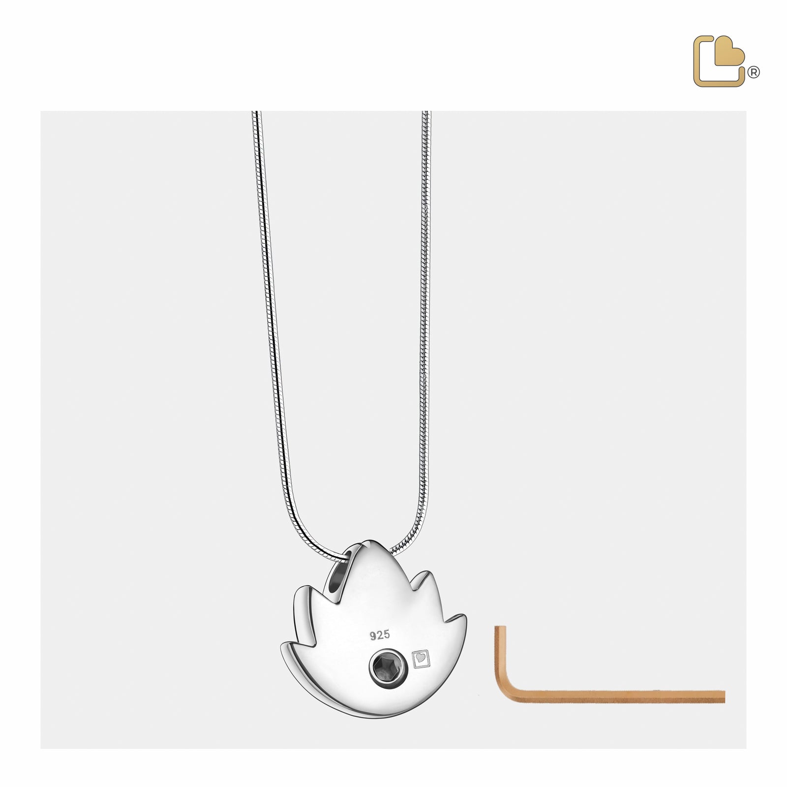 PD1300   Lotus Ashes Pendant Bru Silver w/Zirconia