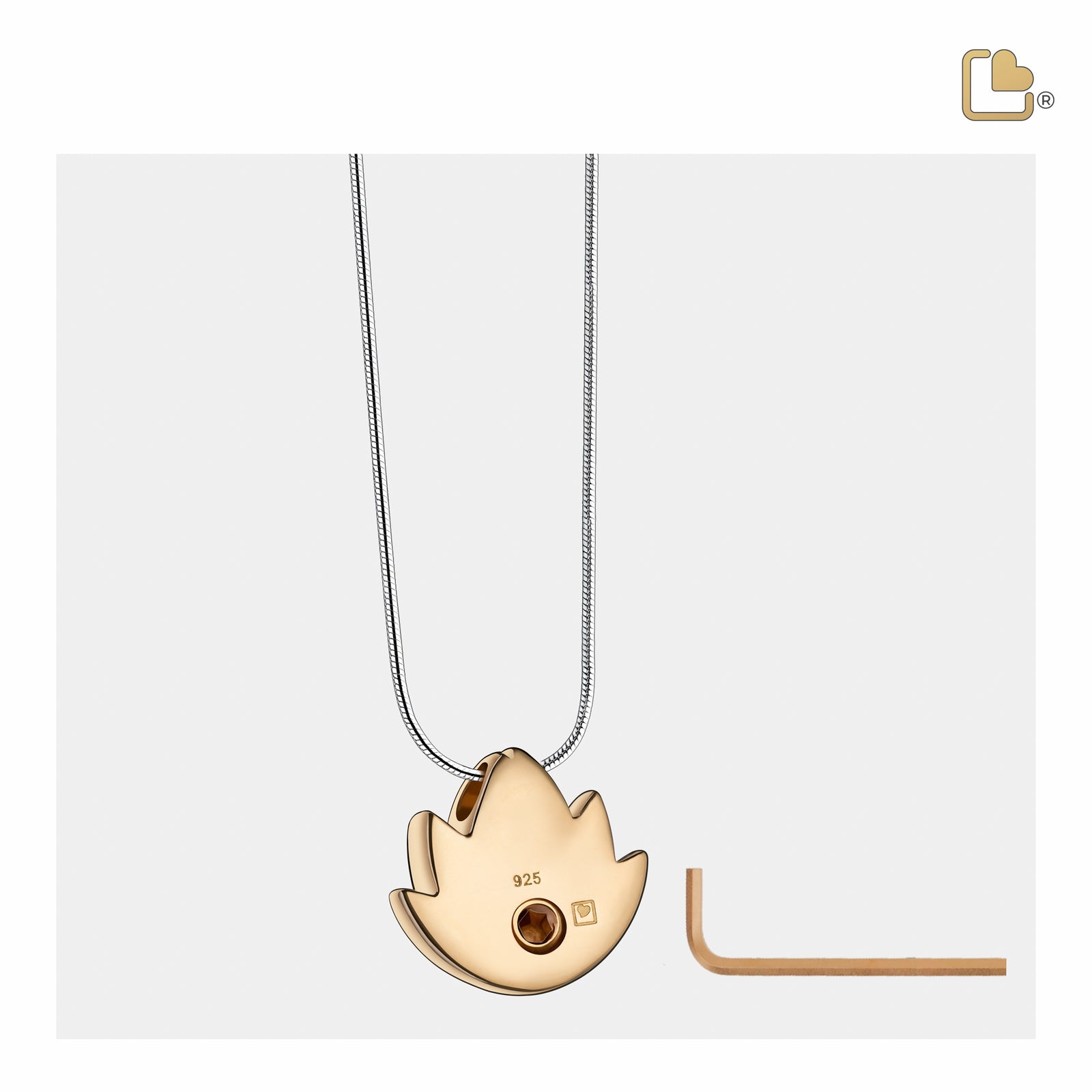PD1301   Lotus Ashes Pendant Bru Gold Vermeil w/Zirconia