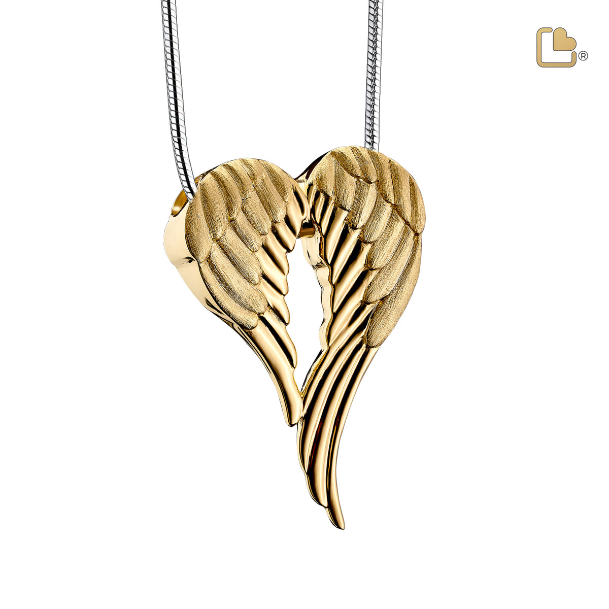 PD1371   AngelWings Ashes Pendant Pol &amp; Bru Gold Vermeil