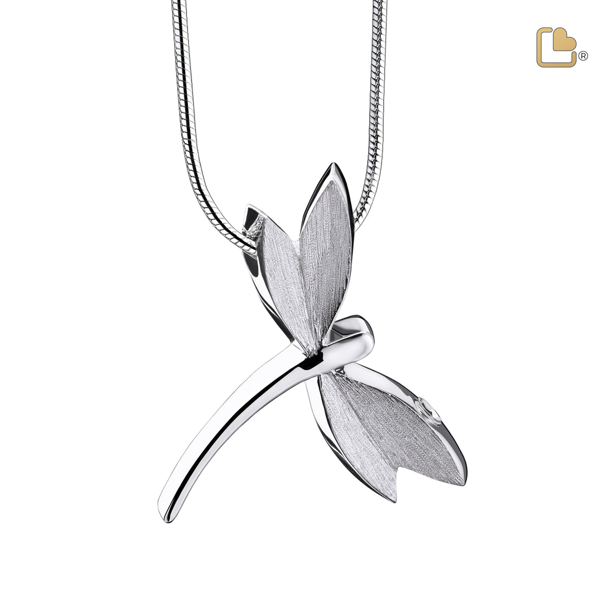 PD1390   DragonFly Ashes Pendant Pol &amp; Bru Silver