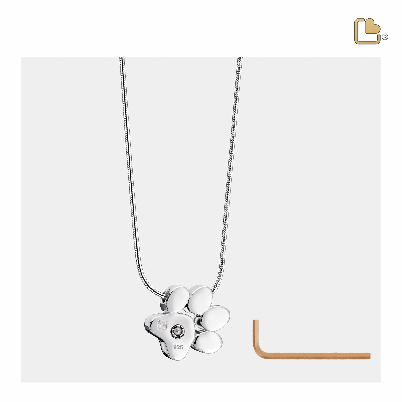 PD1400   Paw Ashes Pendant Pol Silver