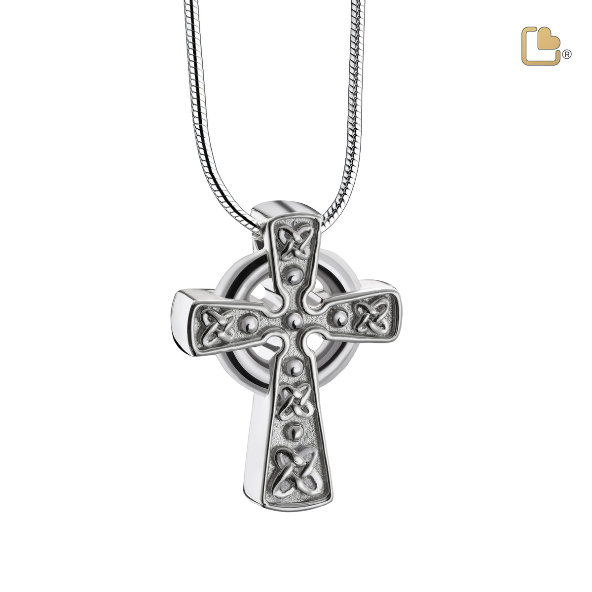 PD1492   CelticCrosswithKnots Ashes Pendant Pol &amp; Bru Silver