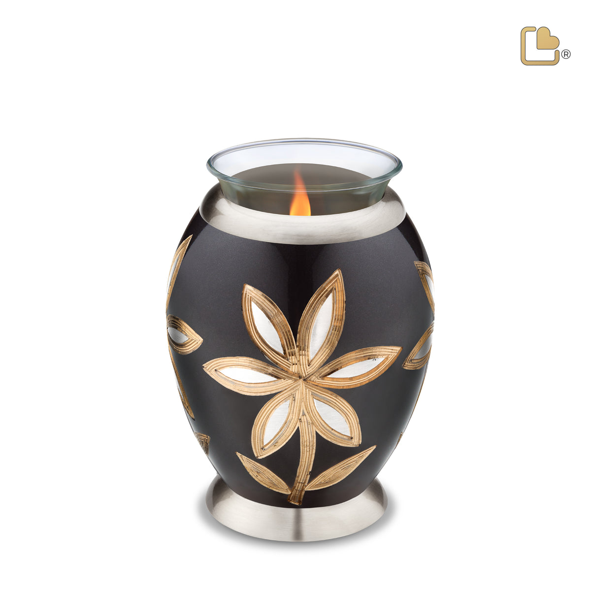 T503   Majestic Lilies Tealight Urn Midnight &amp; Bru Pewter