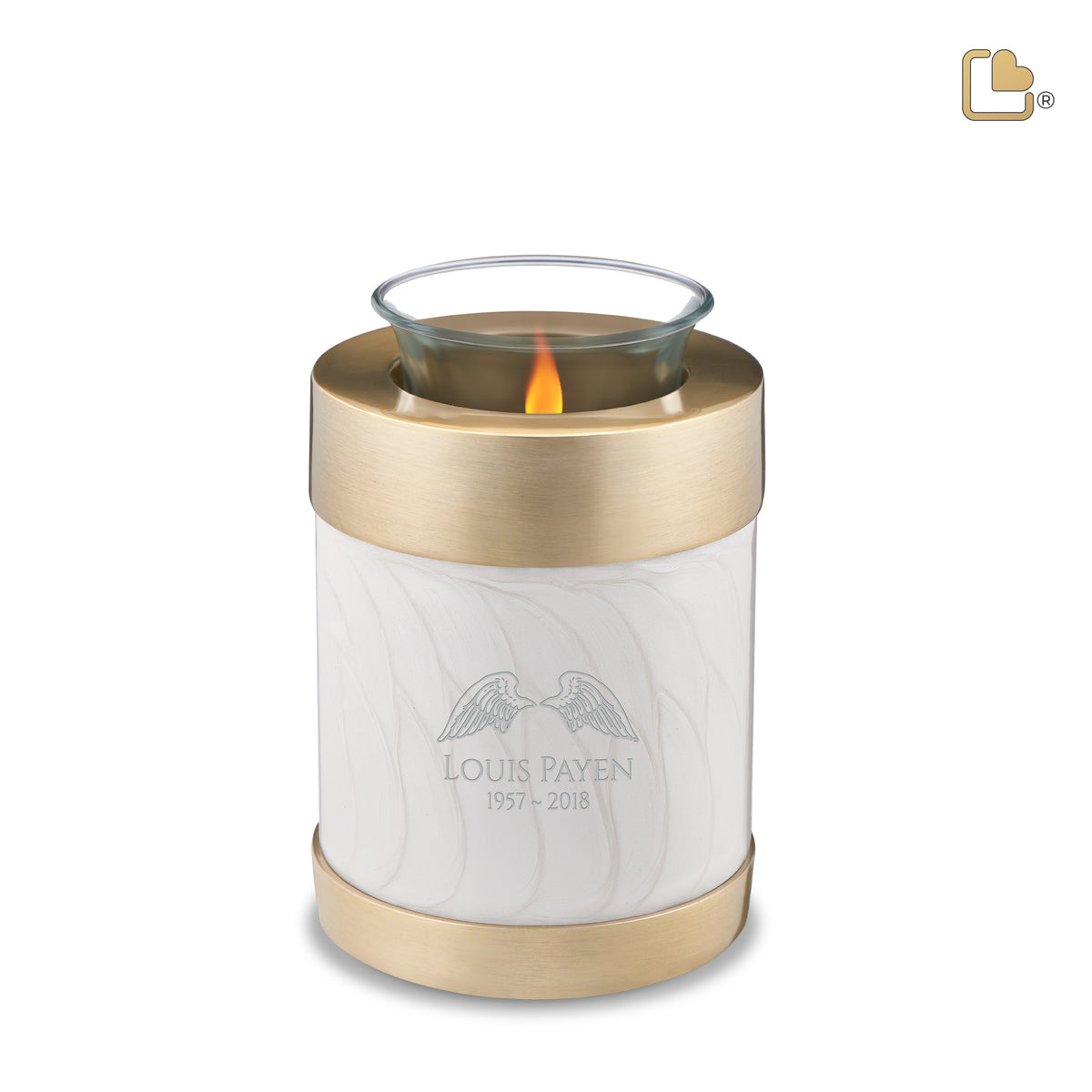 T653   Tealight Urn Pearl White &amp; Bru Gold