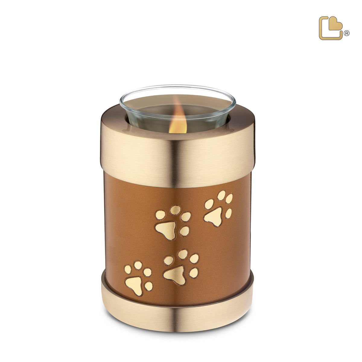 T654   Pet Tealight Urn Bronze &amp; Bru Gold